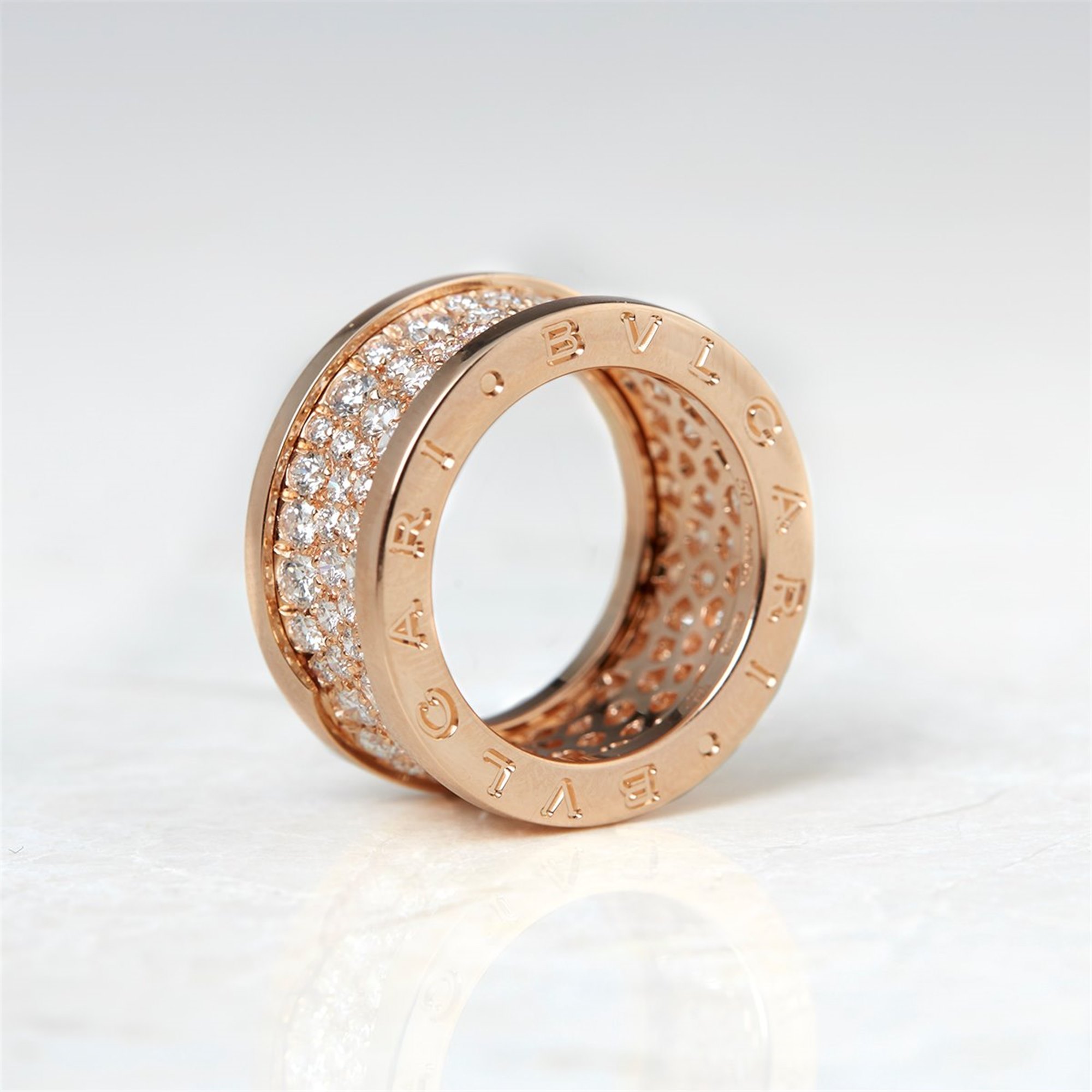 Bulgari 18k Rose Gold Diamond B.Zero 1 Band Ring