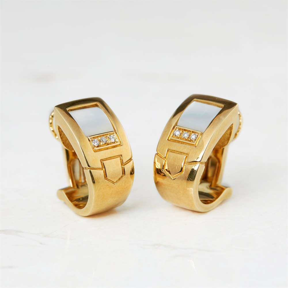 Audemars Piguet 18k Yellow Gold Mabe Pearl & Diamond Earrings