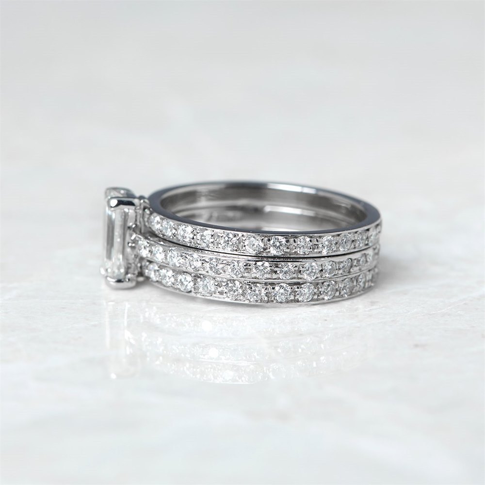 Platinum, total weight - 7.56 grams Platinum 0.94ct Emerald Cut Diamond Three Row Full Eternity Ring