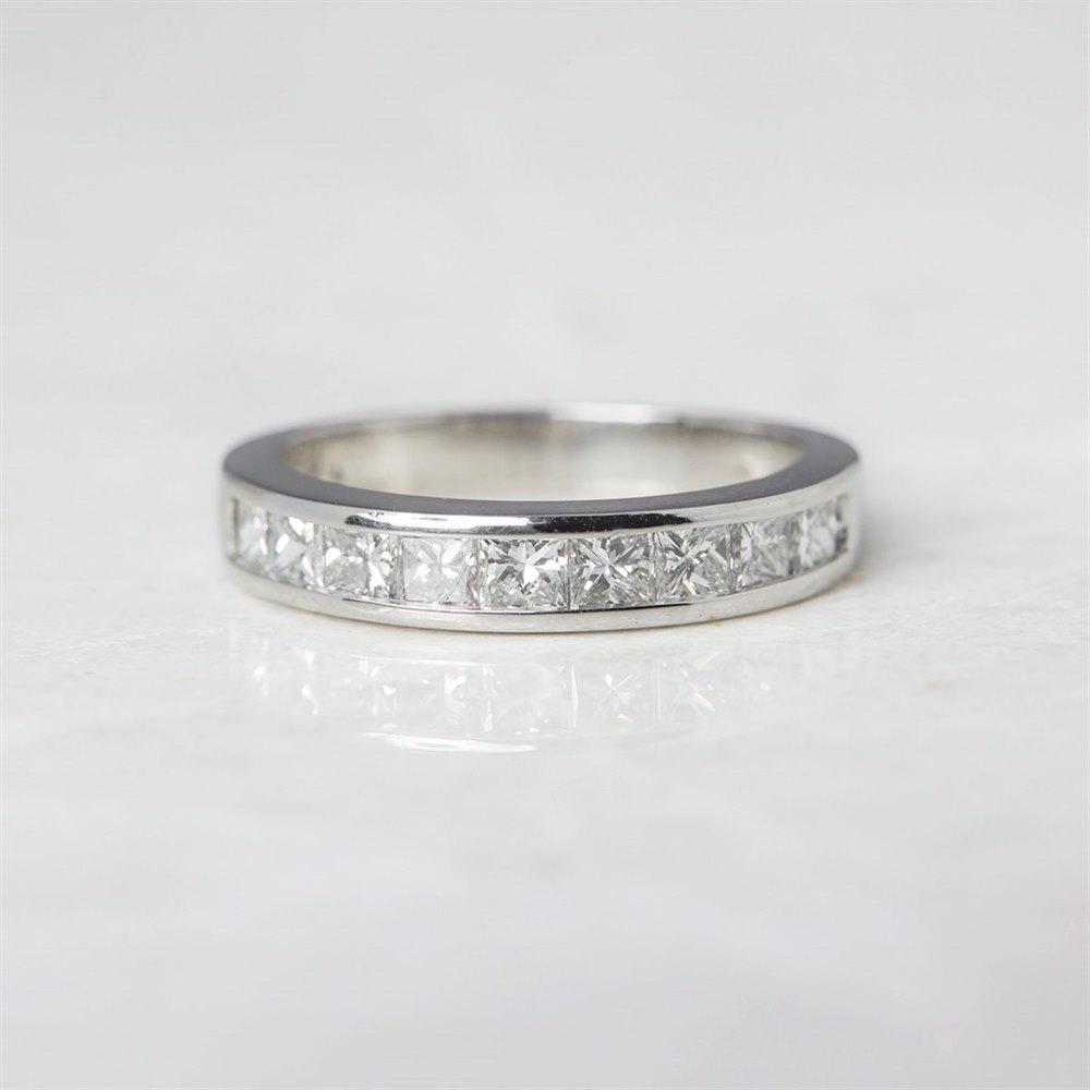 Platinum, total weight - 5.46 grams Platinum Princess Cut 0.50ct Diamond Half Eternity Ring