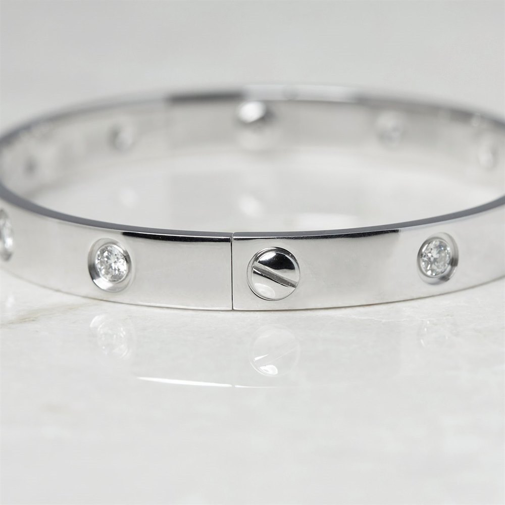 Cartier 18k White Gold 10 Diamond Love Bracelet B6040717