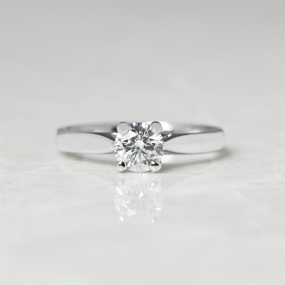 Platinum, total weight - 4.30 grams Platinum Round Brilliant Cut 0.50ct Diamond Engagement Ring
