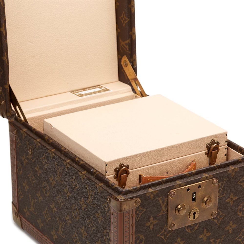 Sofia Coppola LOUIS VUITTON Classic Monogram Vintage Boite Flacons Beauty Case  Cosmetic Train Case Box Brown Leather ref.245024 - Joli Closet