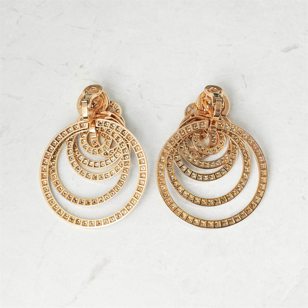 De Grisogono 18k Rose Gold 22.00ct Diamond Gypsy Earrings