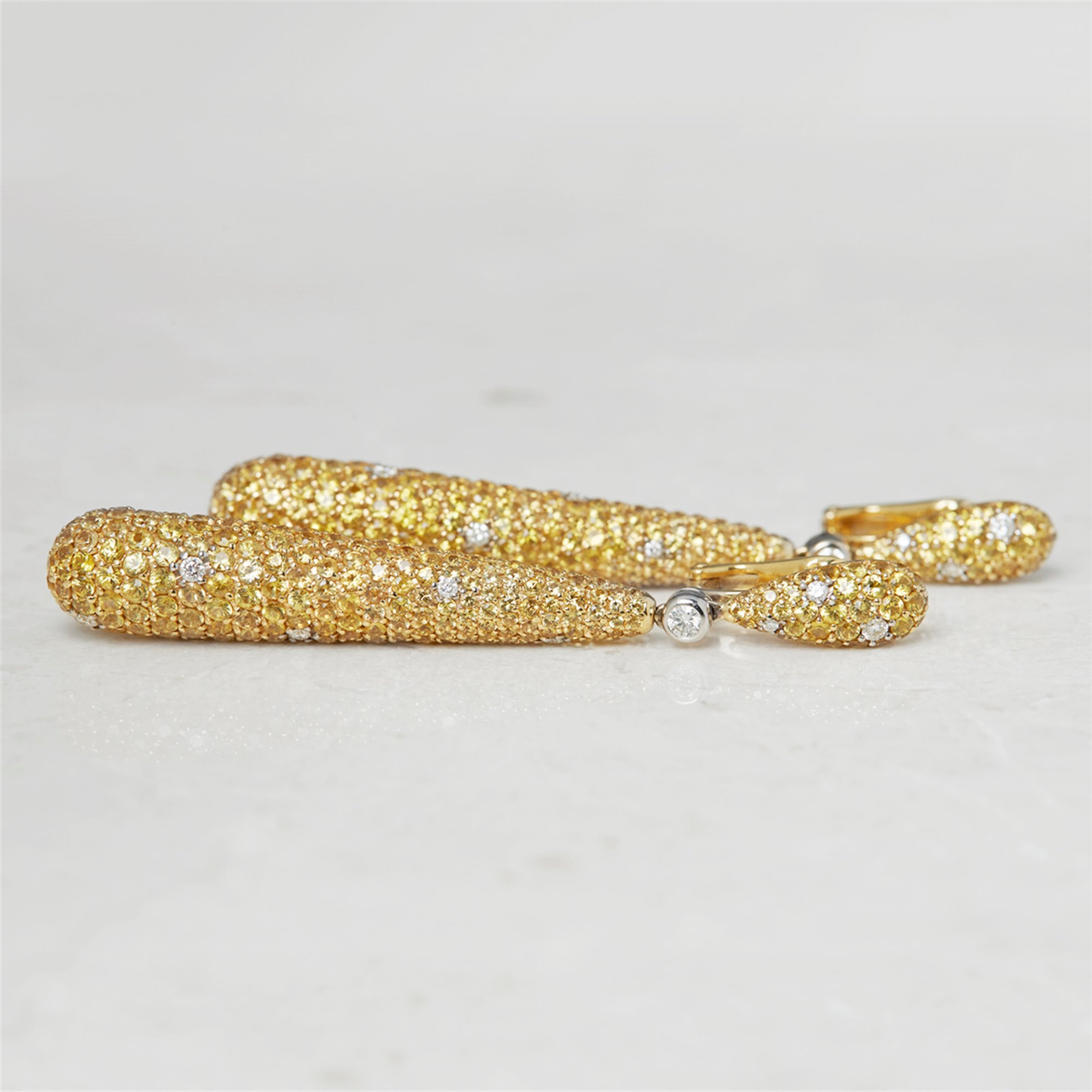 De Grisogono 18k Yellow Gold Yellow Sapphire & White Diamond Gocce Drop Earrings