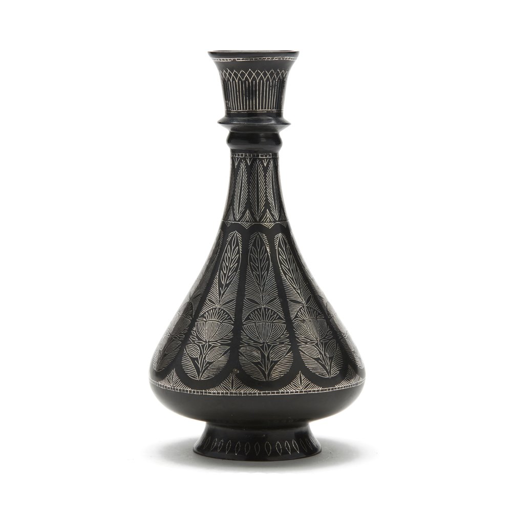 Silver Inlaid Bidriware Vase 19th C. 19th Century
