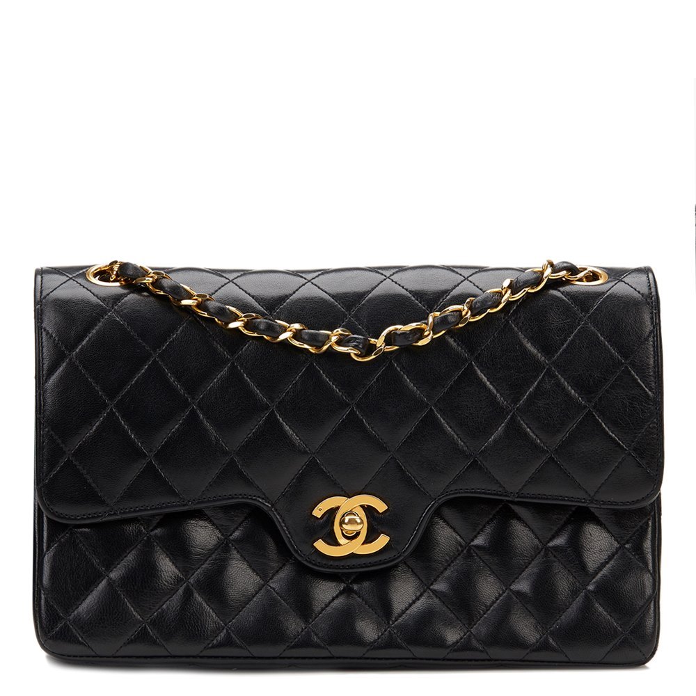 chanel lambskin medium double flap black