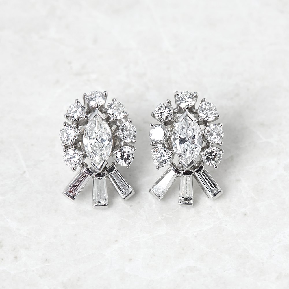 Tiffany & Co. Palladium 2.70ct Diamond Stud Earrings