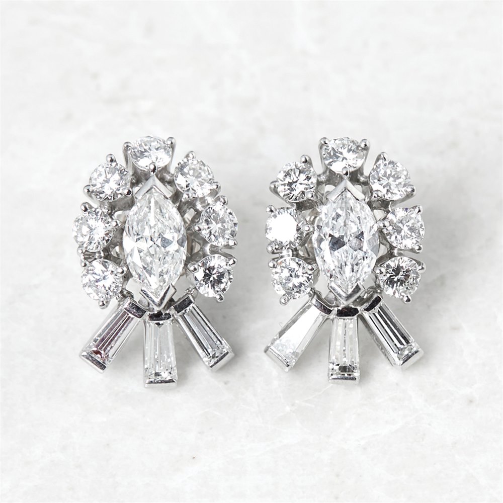 Tiffany & Co. Palladium 2.70ct Diamond Stud Earrings