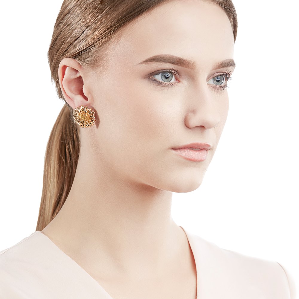 Tiffany & Co. 18k Yellow Gold Clip-On Chrysanthemum Earrings