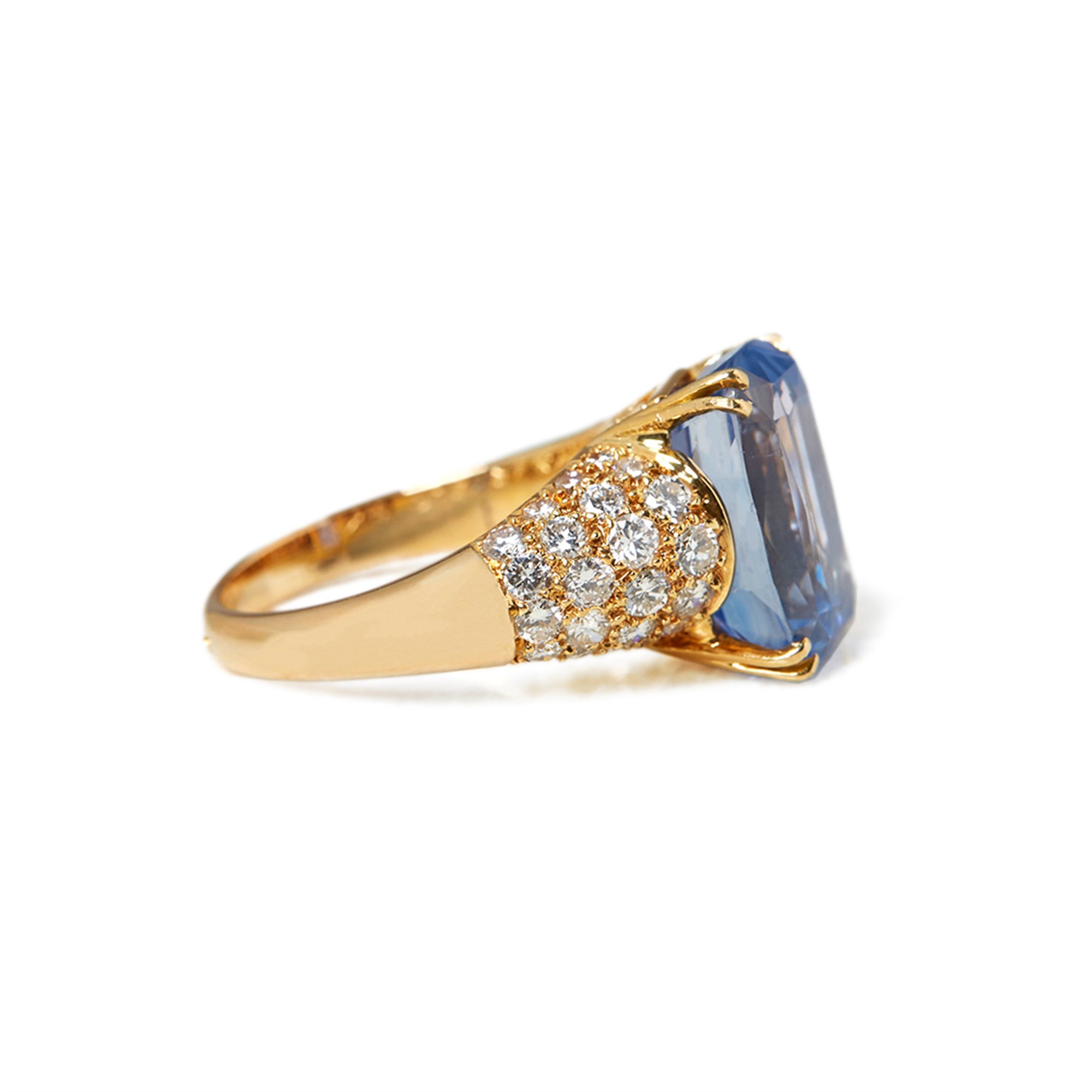 Van Cleef & Arpels 18k Yellow Gold Ceylon Sapphire & Diamond Cocktail Ring