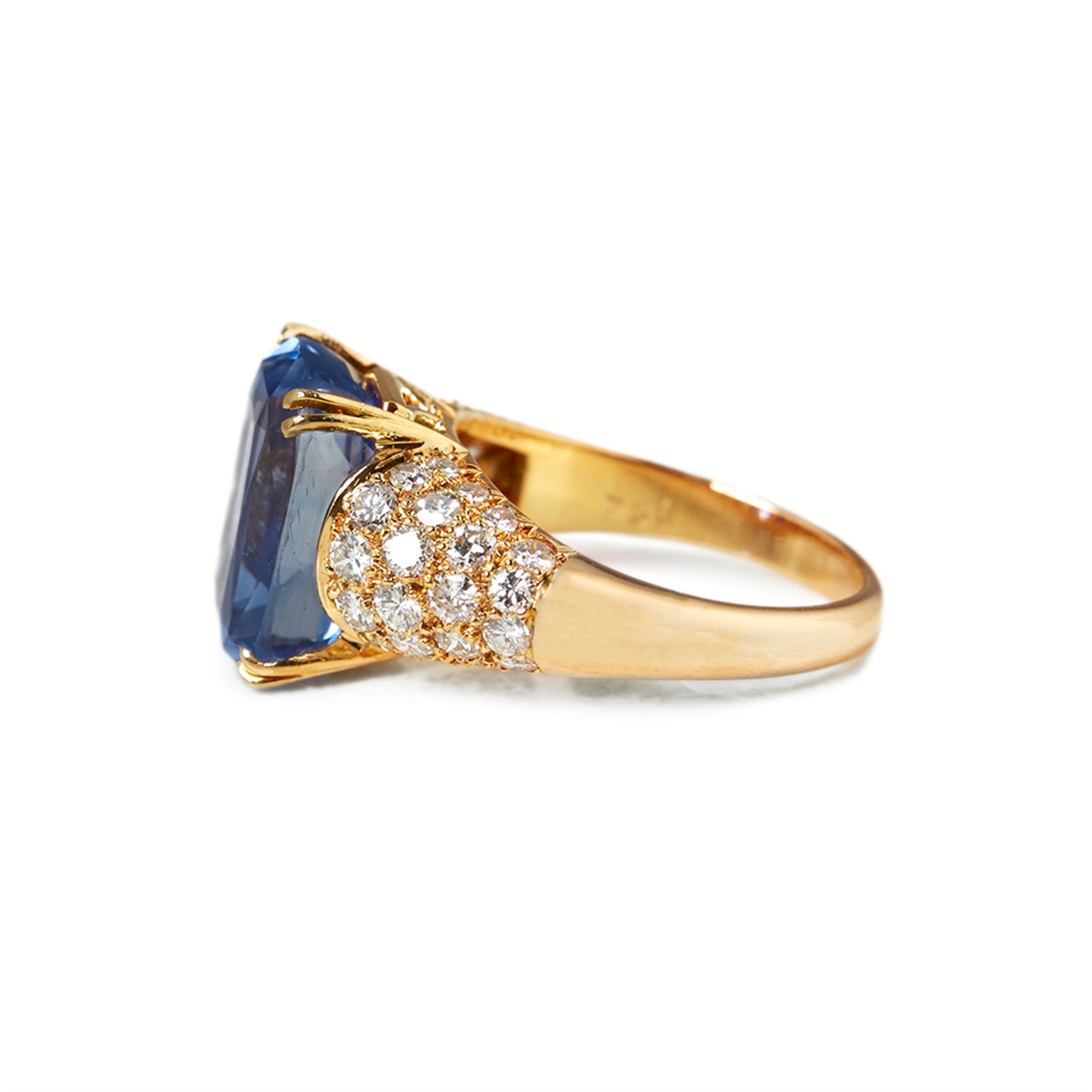 Van Cleef & Arpels 18k Yellow Gold Ceylon Sapphire & Diamond Cocktail Ring