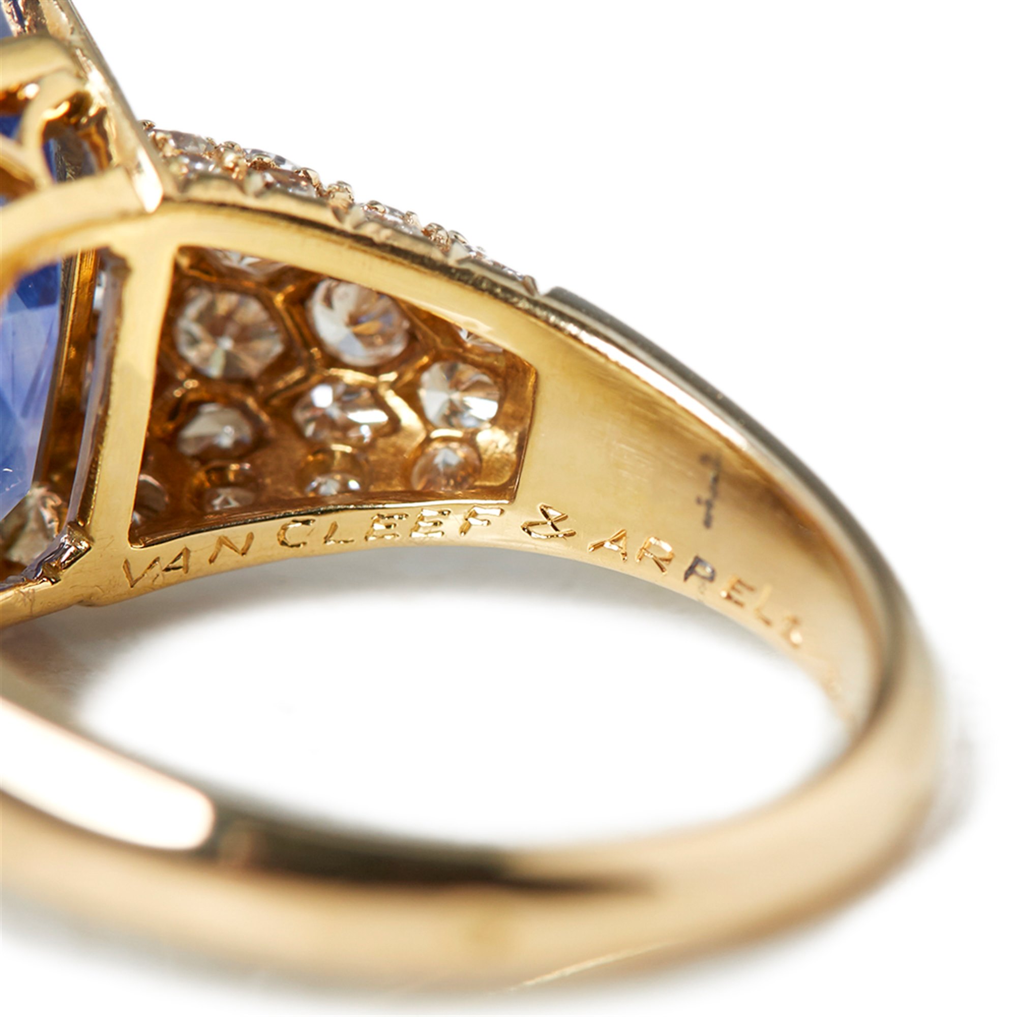 Van Cleef & Arpels 18k Yellow Gold Ceylon Sapphire & Diamond Cocktail Ring