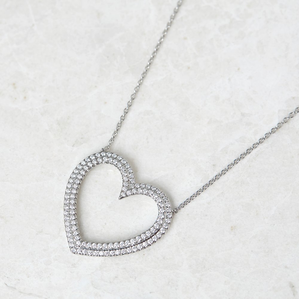 Tiffany & Co. Platinum Diamond Heart Metro Pendant Necklace