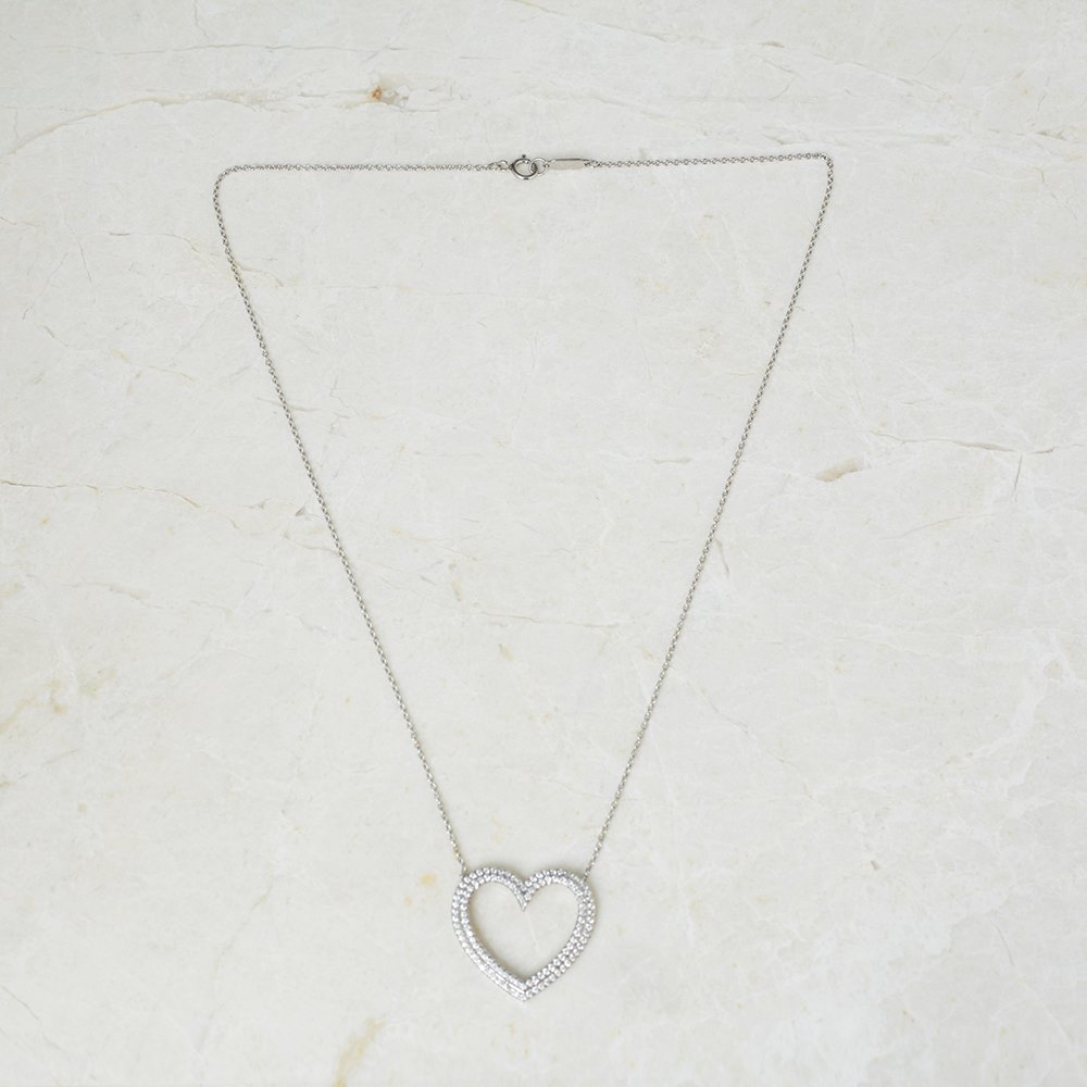 Tiffany & Co. Platinum Diamond Heart Metro Pendant Necklace