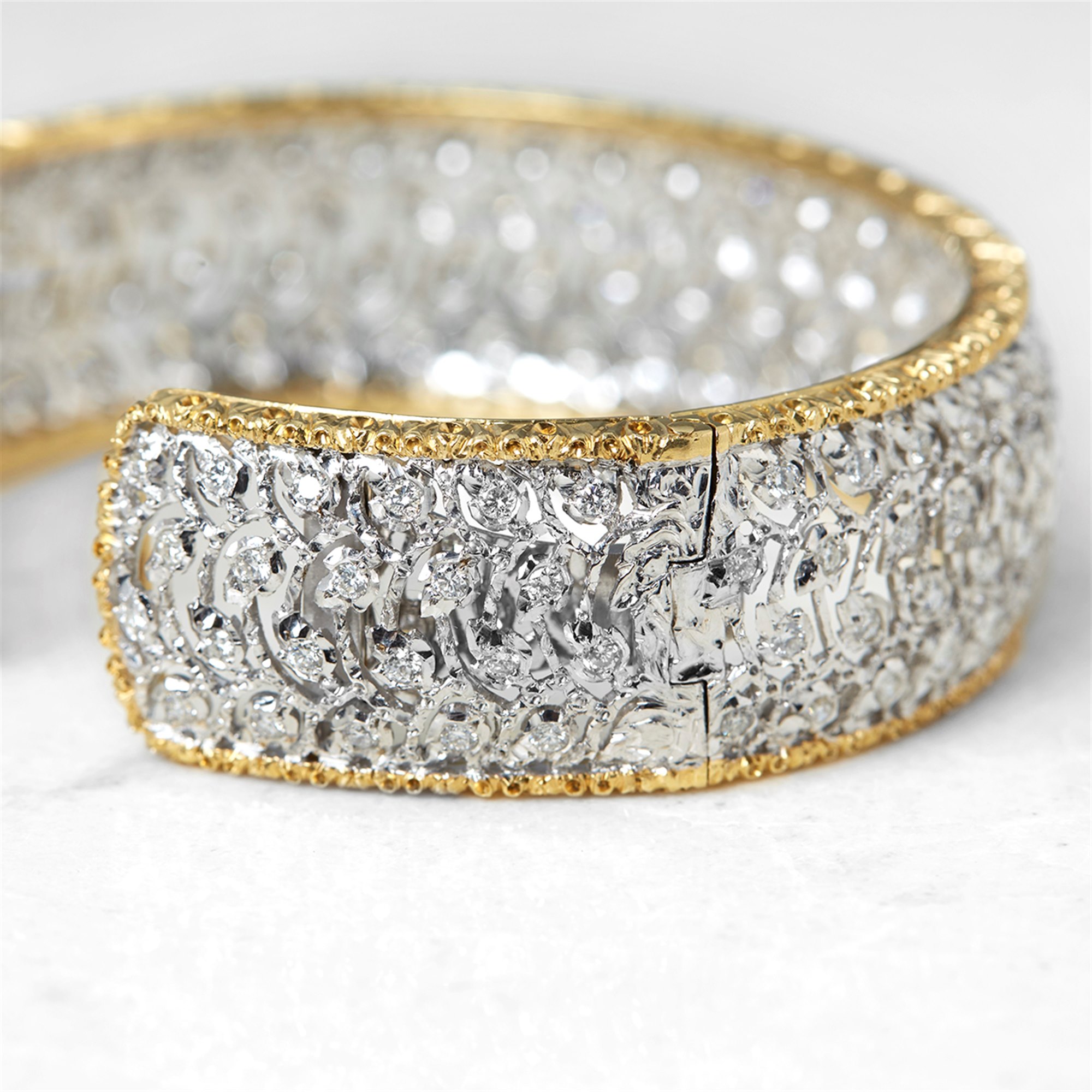 Buccellati 18k White & Yellow Gold Diamond Cuff Bracelet