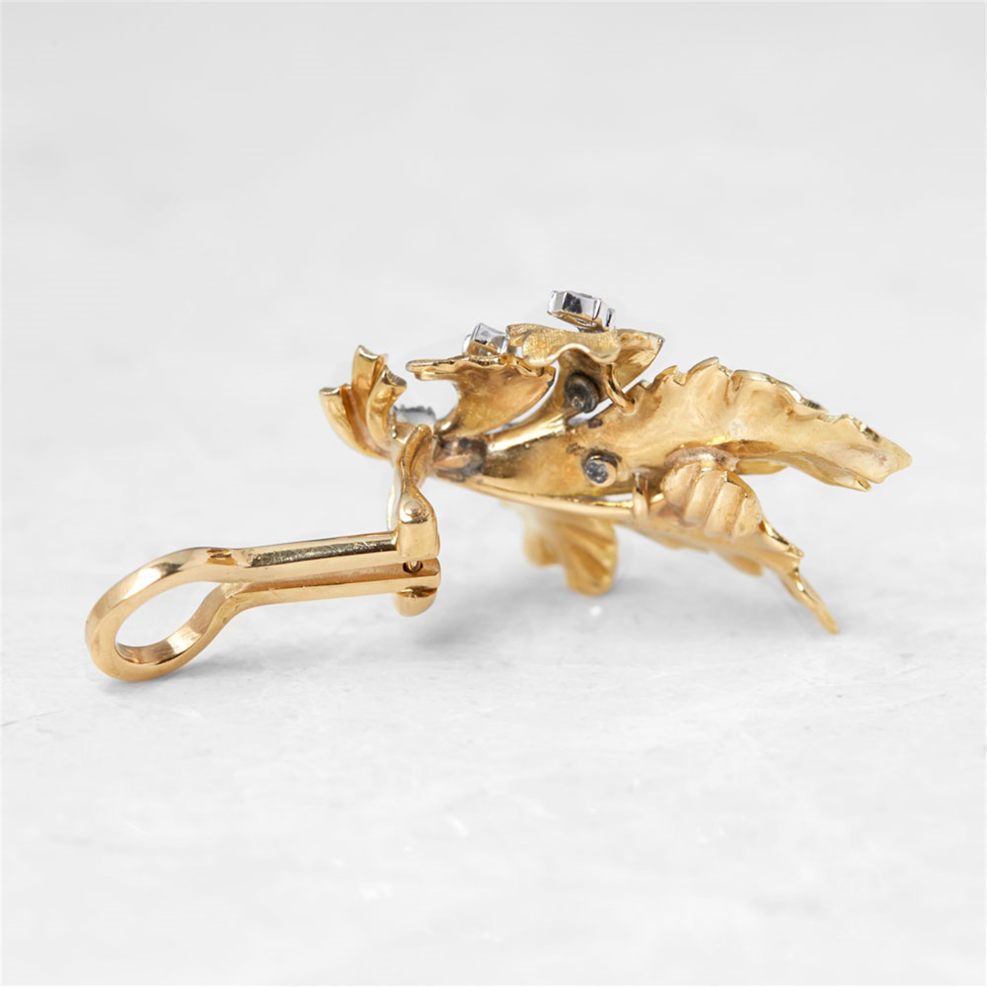 Buccellati 18k Yellow Gold Diamond Leaf Design Clip-On Earrings