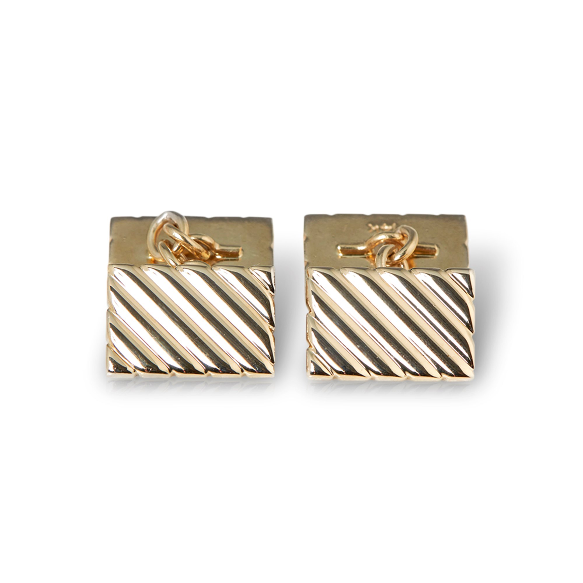 Tiffany & Co. 14k Yellow Gold Stripe Design Retro Cufflinks