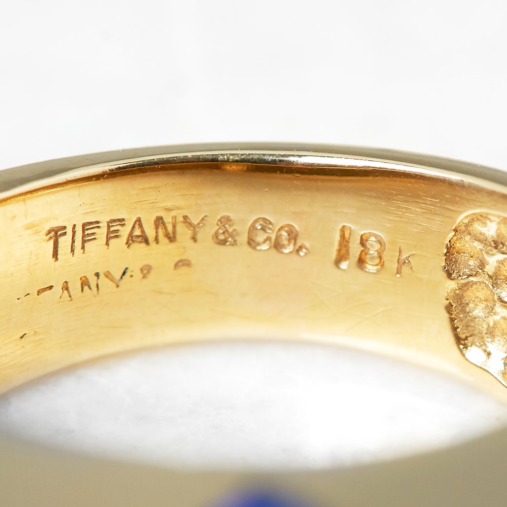 Tiffany & Co. 18k Yellow Gold Lapis Lazuli Dome Ring