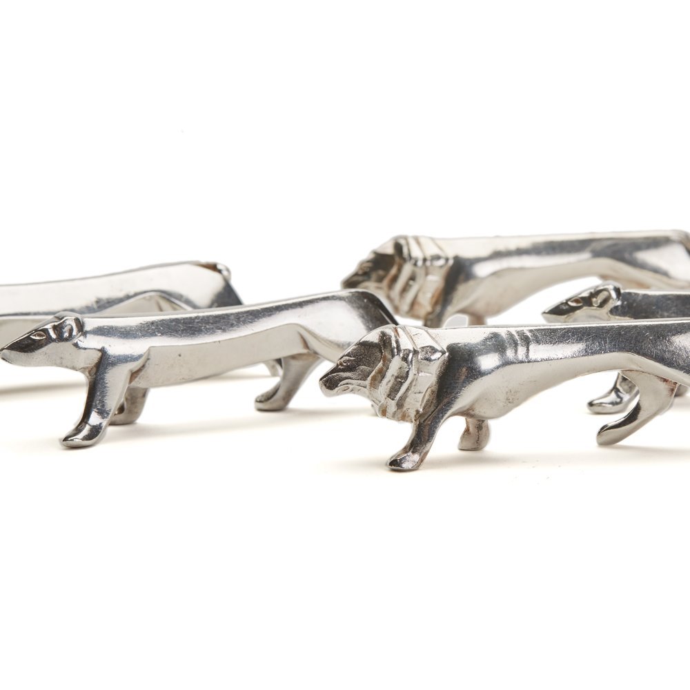 ART DECO SANDOZ FOR GALLIA SILVER PLATED ANIMAL KNIFE RESTS Art Deco circa 1930