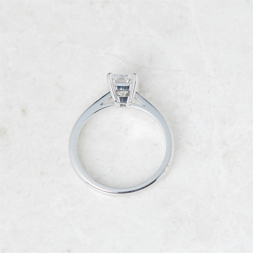 Platinum, total weight - 5.21 grams Platinum Cushion Cut 1.03ct Diamond Ring
