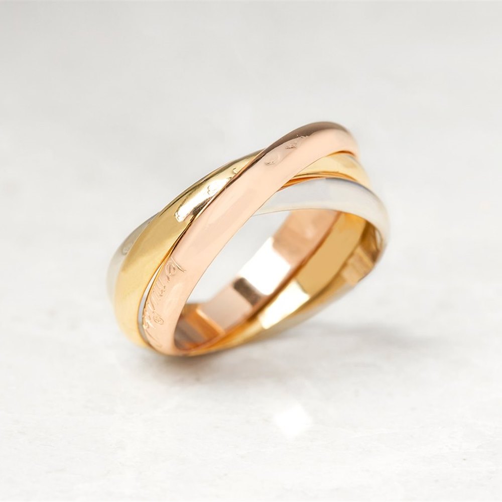 Cartier 18k Yellow, White & Rose Gold Trinity Ring