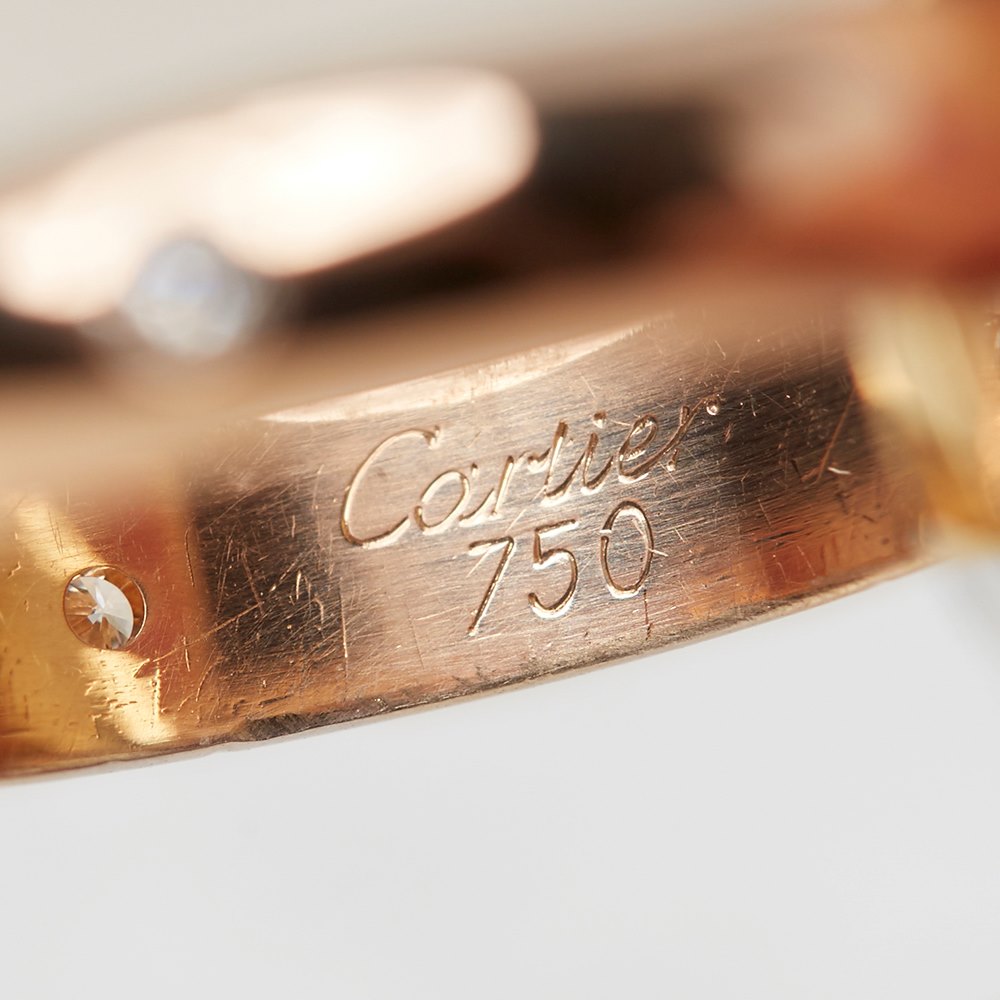 Cartier 18k Yellow, White & Rose Gold Diamond Trinity Ring Size L