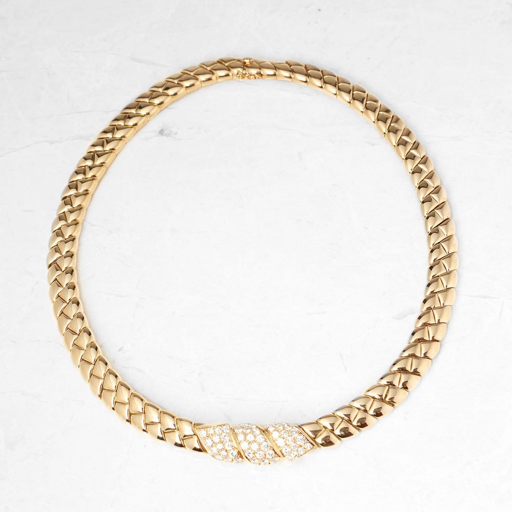 Van Cleef & Arpels 18k Yellow Gold Diamond Link Necklace