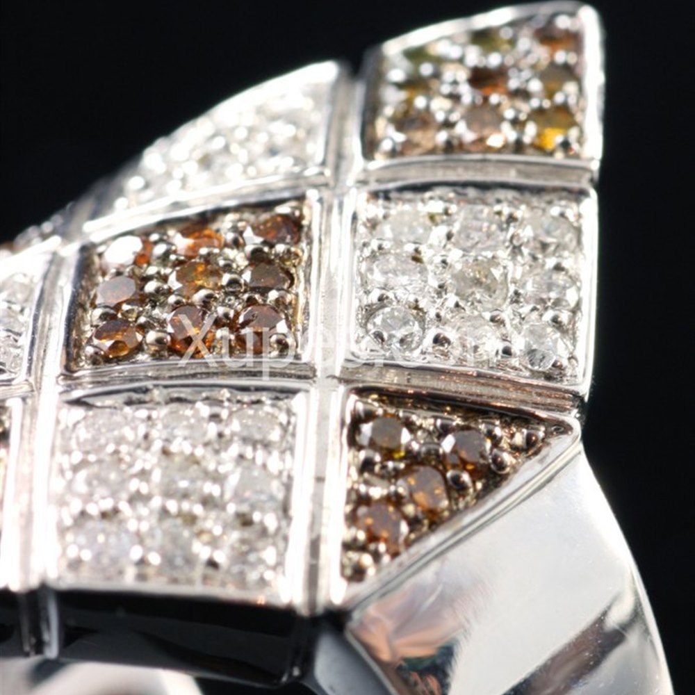18k White Gold Unusual 18K White Gold White & Cognac Diamonds Ring