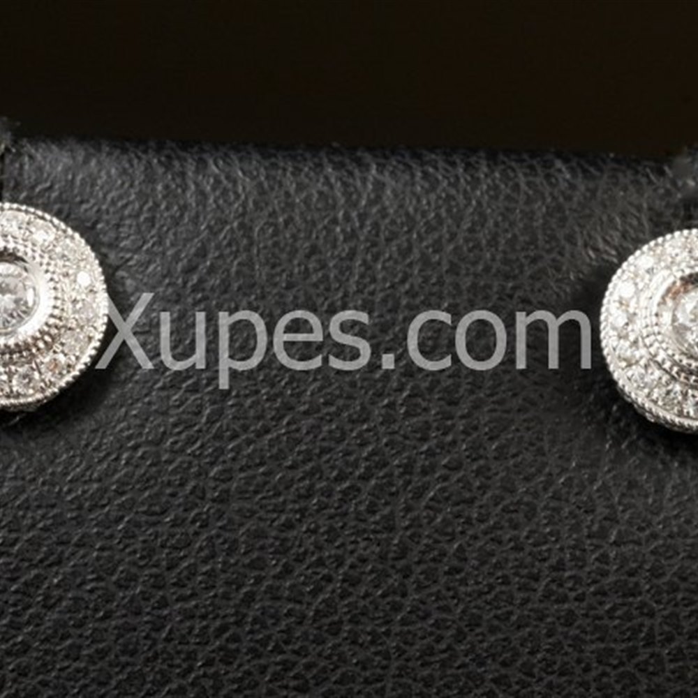 18k White Gold Lovely 18K White Gold Diamond Cluster Earrings