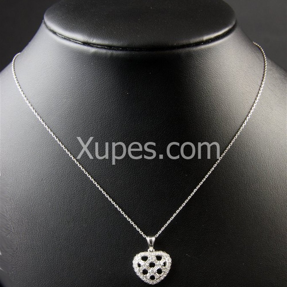 18k White Gold 18K White Gold Diamond Set Heart Pendant & Chain