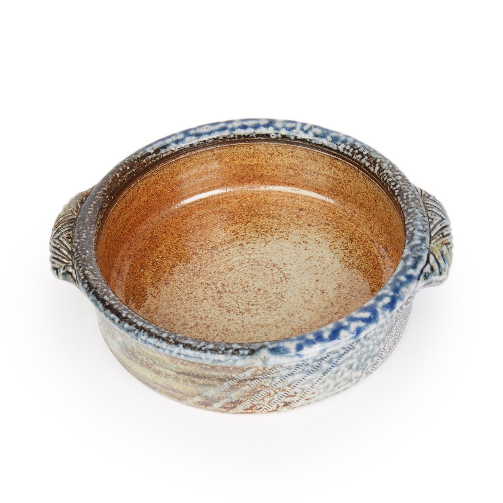 Jane Hamlyn Studio Pottery Saltglazed Handled Bowl 20th C. Believed circa 1980-2000