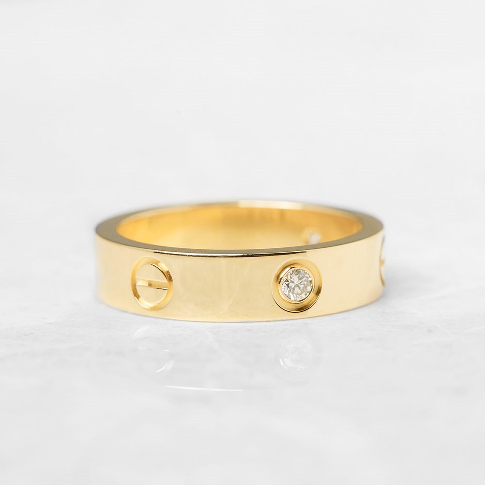 Cartier 18k Yellow Gold 3 Diamond Love Ring