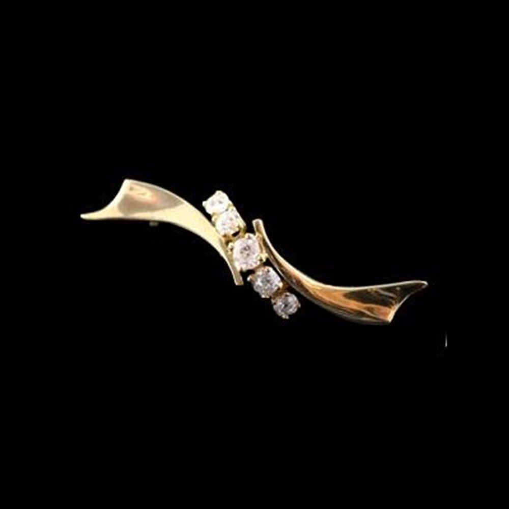 18k Yellow Gold 1910 18K Yellow Gold 5 Diamond Brooch
