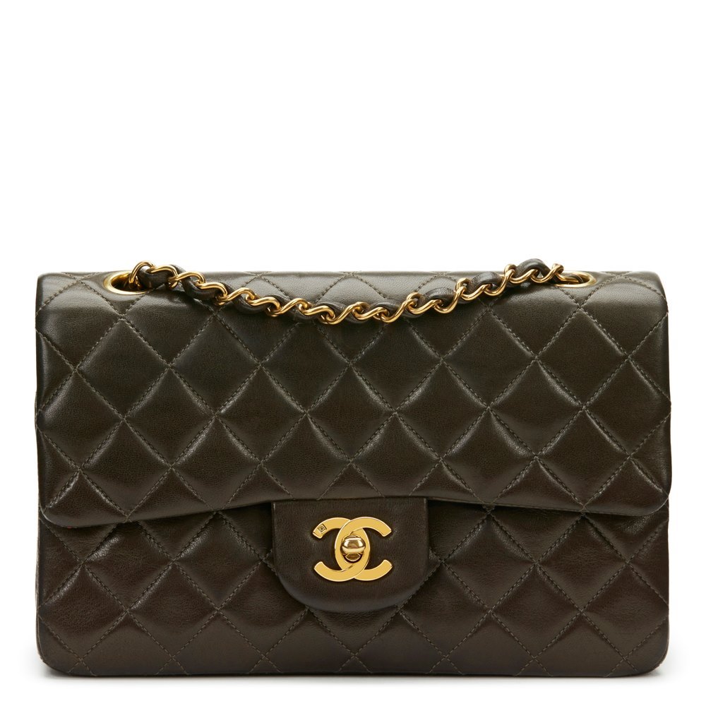 chanel khaki flap bag