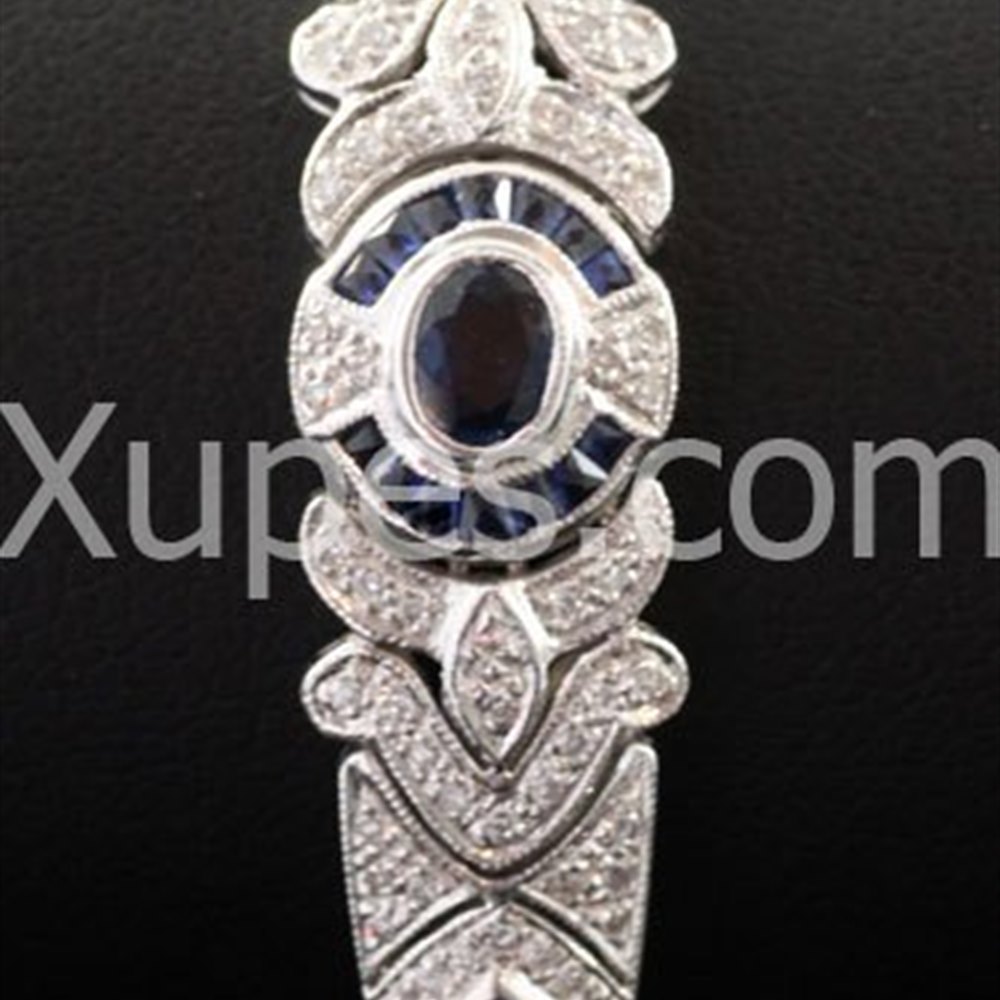 14k White Gold Pretty 14K White Gold Sapphire & Diamond Bracelet