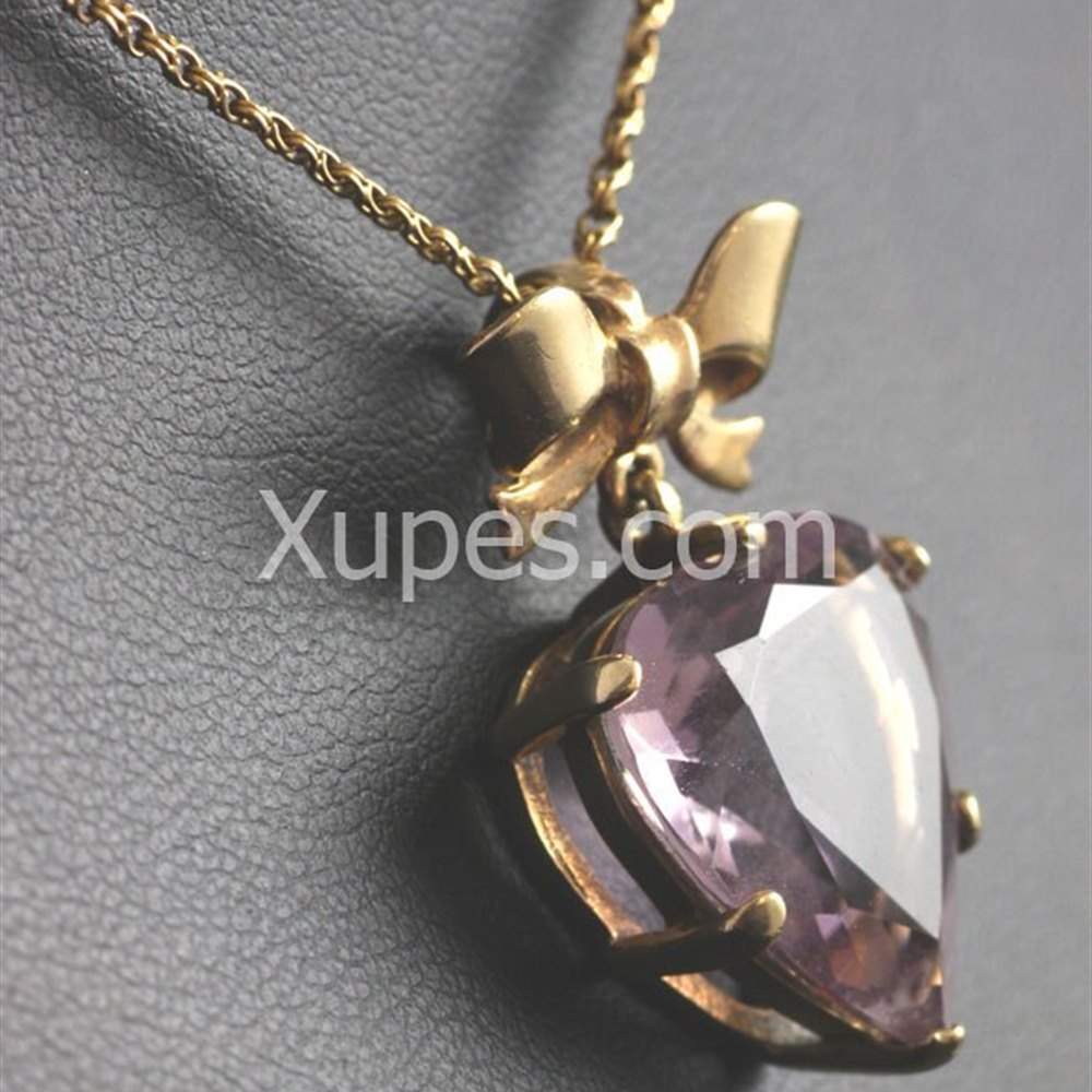 15k Yellow Gold Victorian 15K Yellow Gold Amethyst Heart Pendant And Chain