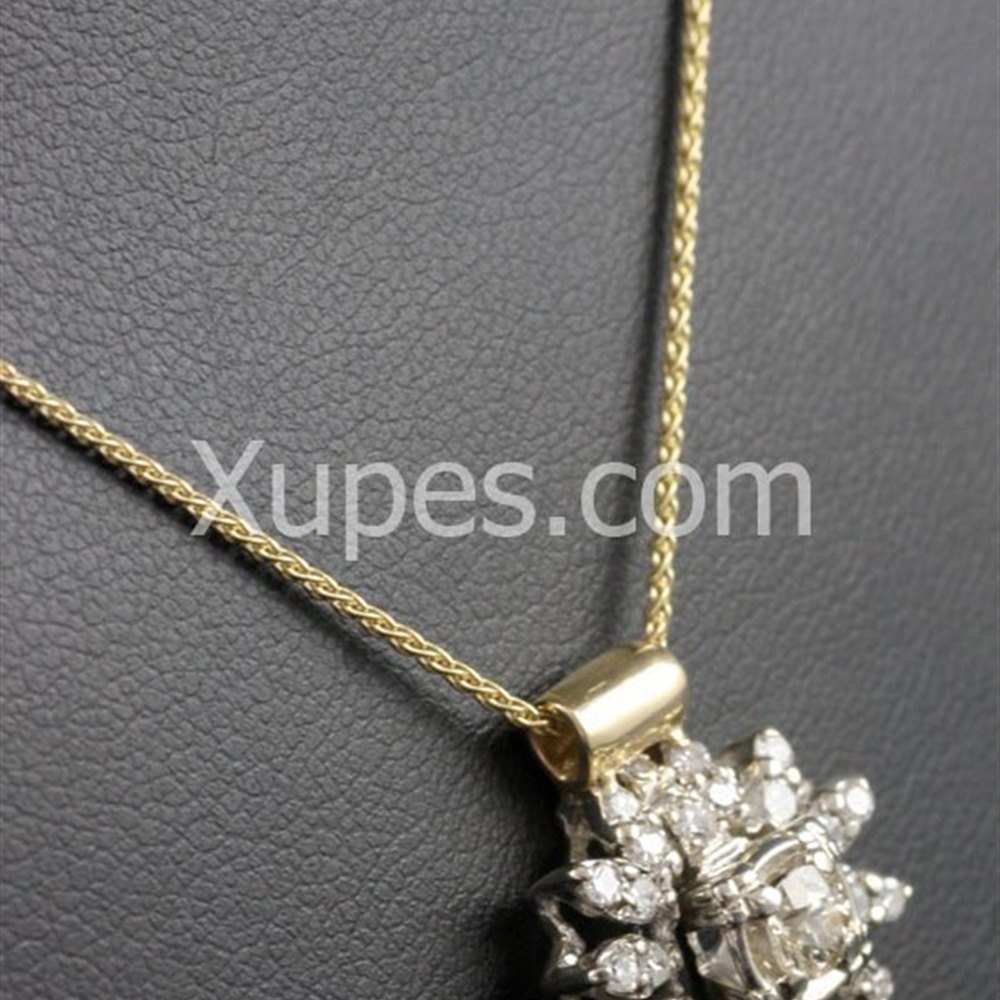 18k White & Yellow Gold 18K White & Yellow Gold Vintage Diamond Pendant With Modern Chain