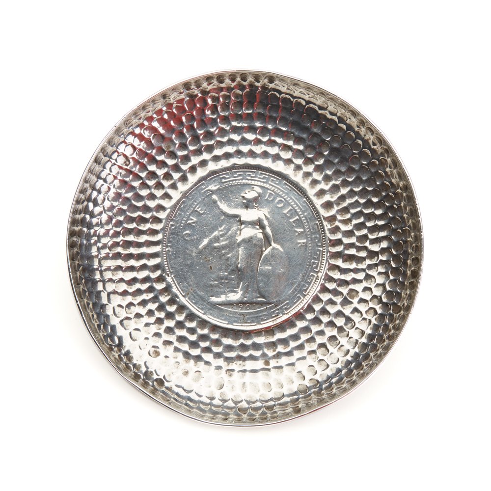ANTIQUE CHINESE WANG HING SILVER DOLLAR  DISH c.1901 Circa 1901