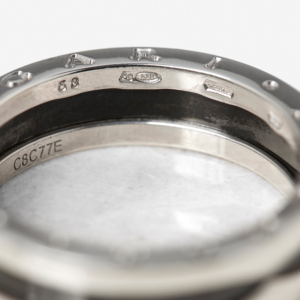 Bulgari Sterling Silver Black Ceramic B.Zero 1 Ring