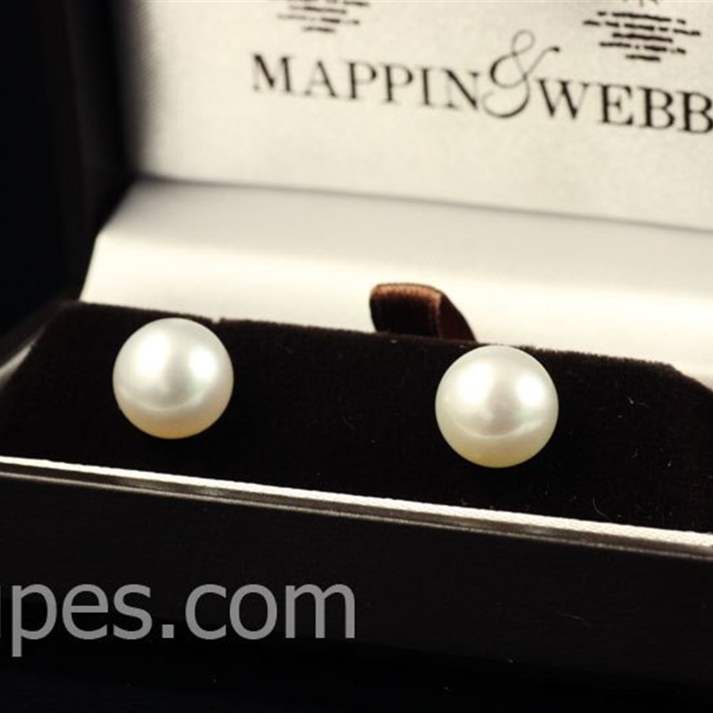 Mappin & Webb 18K White Gold Freshwater Pearl Earrings