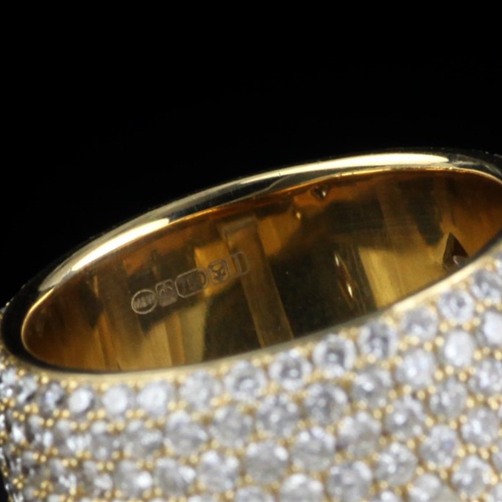 Mappin & Webb 18K Yellow Gold Pave Diamond Ring
