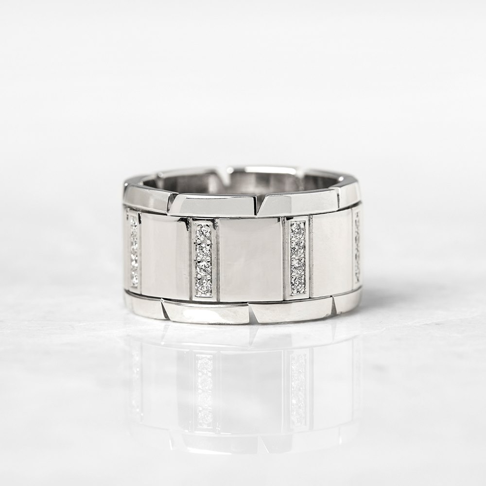 Cartier 18k White Gold Diamond Tank Francaise Ring