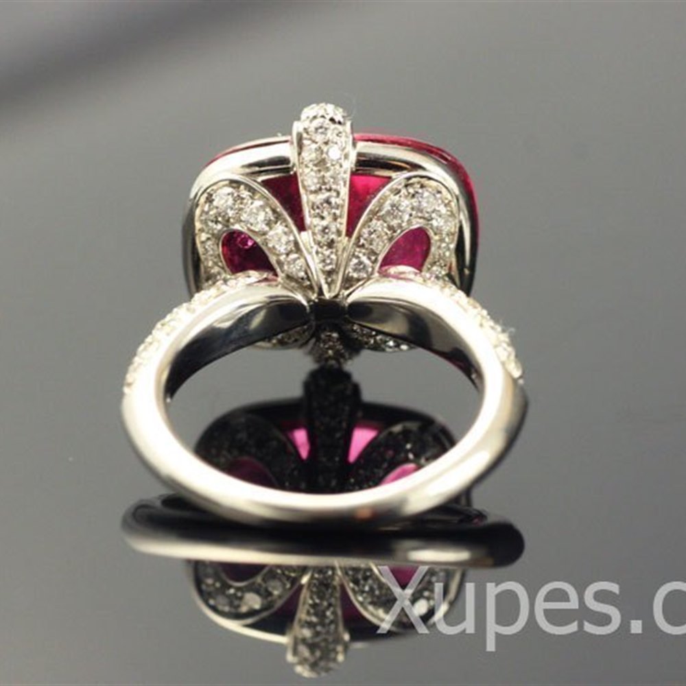 Mappin & Webb 18K White Gold Pink Tourmaline & Diamond Ring