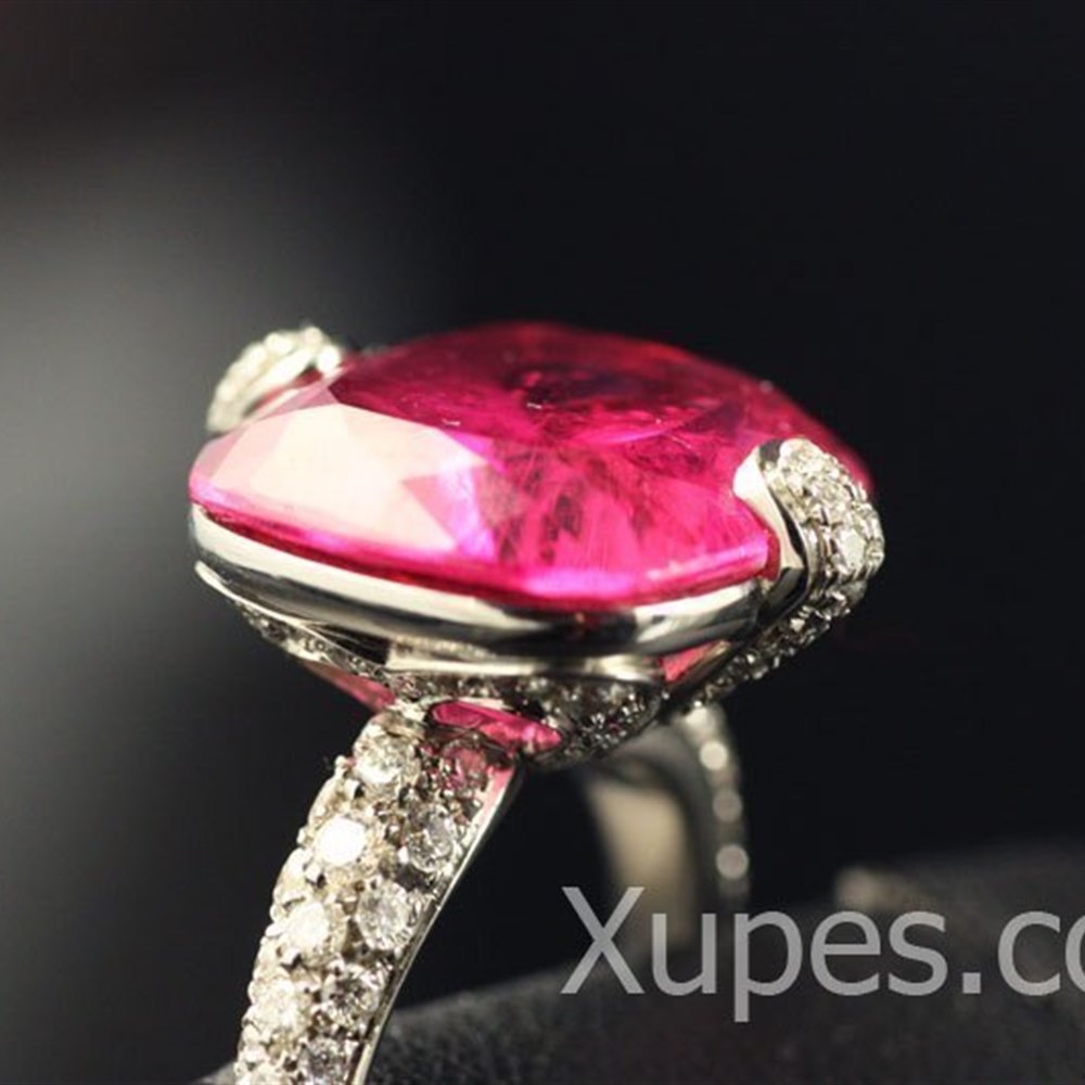 Mappin & Webb 18K White Gold Pink Tourmaline & Diamond Ring