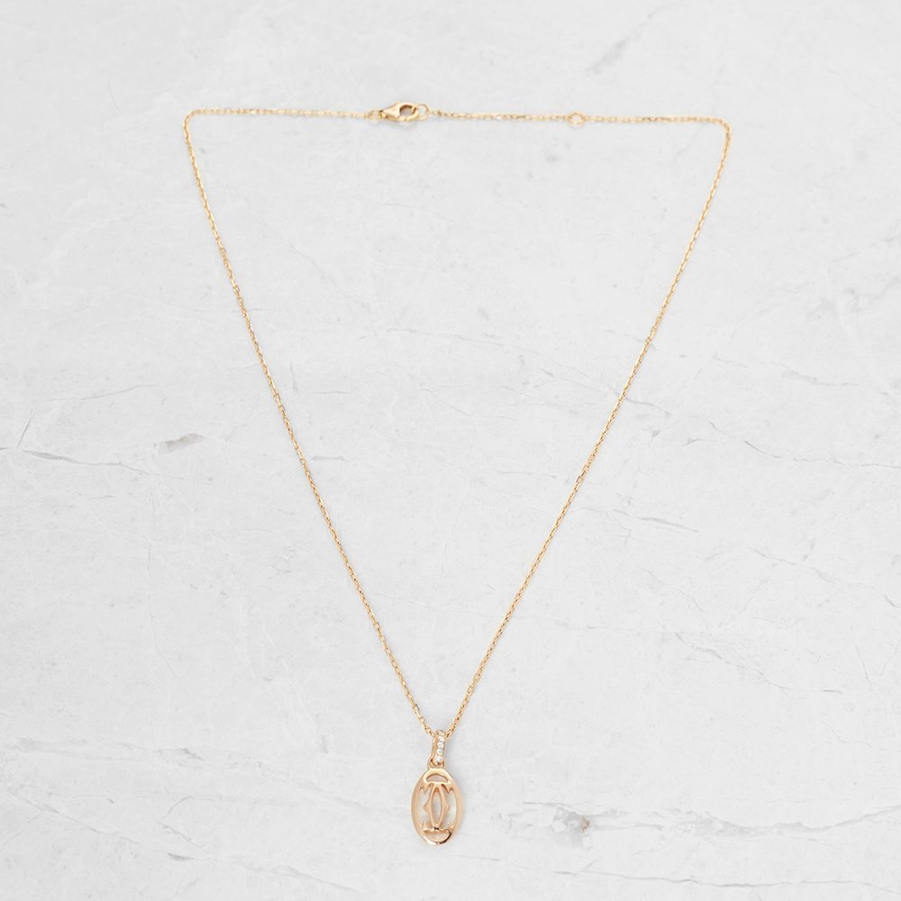 Cartier 18k Rose Gold C Design Diamond Necklace