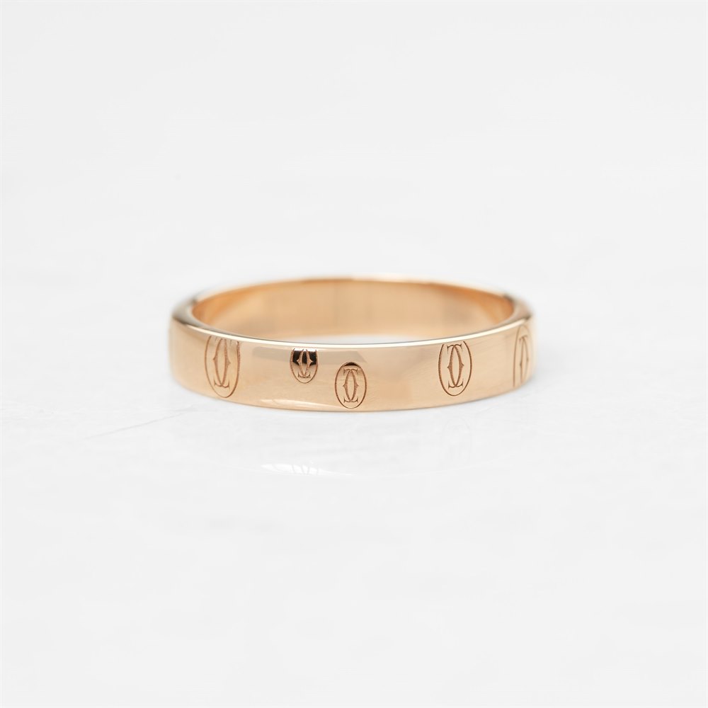 Cartier 18k Rose Gold Double C Logo Design Ring