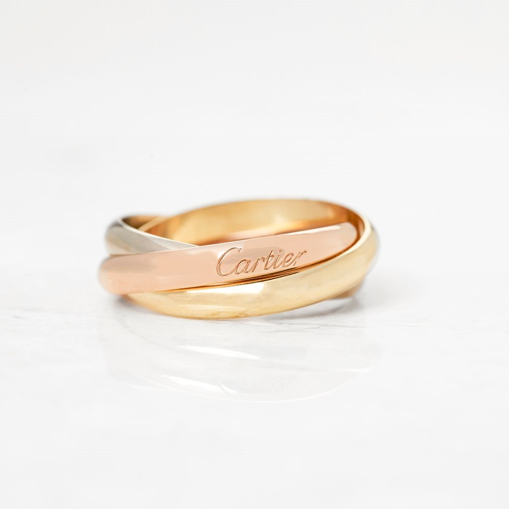 Cartier 18k Yellow, White & Rose Gold Trinity Ring Size T