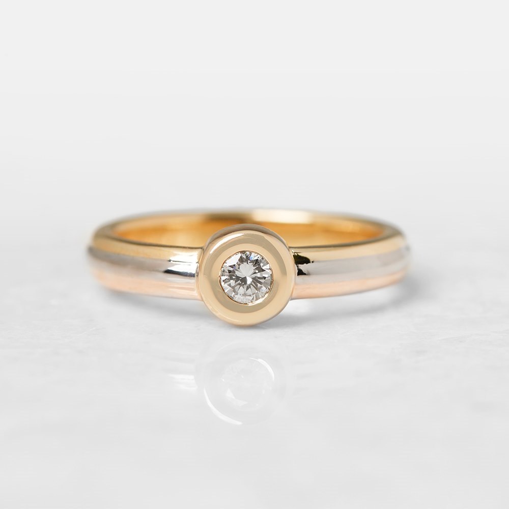 Cartier 18k Yellow, White & Rose Gold Single 0.15ct Diamond Ring