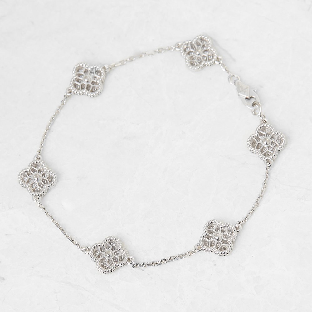 Van Cleef & Arpels 18k White Gold Diamond Sweet Alhambra Bracelet